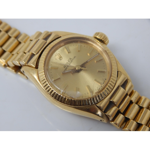 94 - ROLEX 18ct Gold Oyster Perpetual Ladies Wristwatch on 18ct Gold President Bracelet with Screw Down C... 