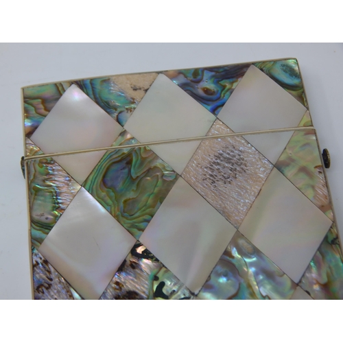 Victorian Mother of Pearl & Abalone Shell Diamond Pattern Card Case ...