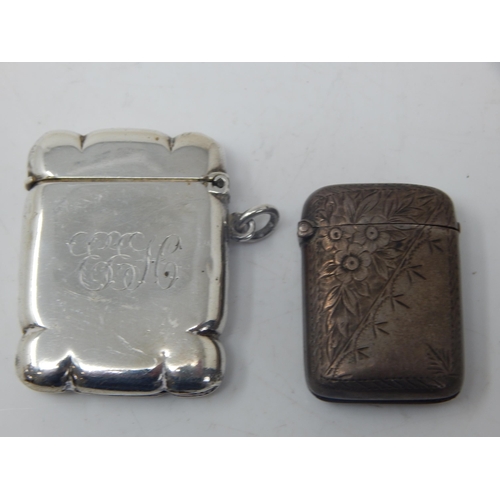 Victorian Silver Vesta Case Hallmarked Birmingham 1899 together with an Edwardian Silver Vesta Case Hallmarked Chester 1903