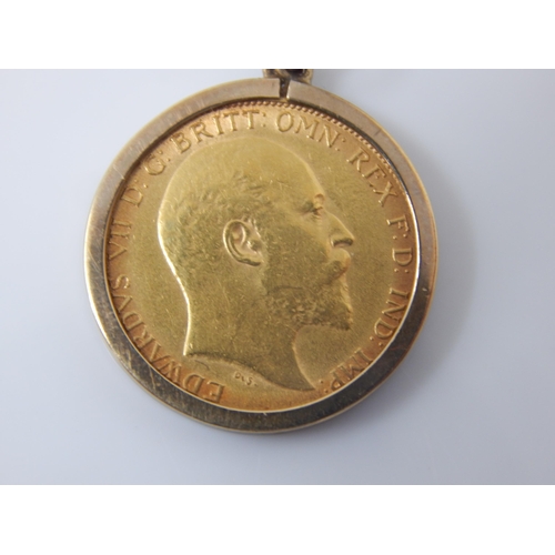 KEVII Half Sovereign 1907 in 9ct Mount on 9ct Gold Chain: Gross weight ...