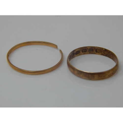 2 x 18ct Gold Rings, one a/f: Weight 2.27g