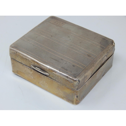 108 - Silver Cigarette Box with Cedar Wood Lined Interior: Hallmarked Birmingham 1919: Measuring 8.5cm x 7... 