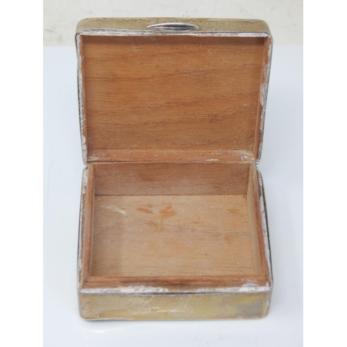 108 - Silver Cigarette Box with Cedar Wood Lined Interior: Hallmarked Birmingham 1919: Measuring 8.5cm x 7... 