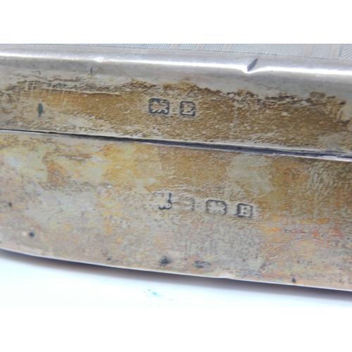 108 - Silver Cigarette Box with Cedar Wood Lined Interior: Hallmarked Birmingham 1919: Measuring 8.5cm x 7... 