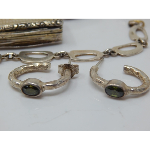 110 - A Quantity of Silver Including Bangles, Rings, Bracelet, Earrings & a Georgian Silver Vinaigrette wi... 