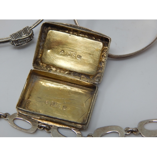 110 - A Quantity of Silver Including Bangles, Rings, Bracelet, Earrings & a Georgian Silver Vinaigrette wi... 