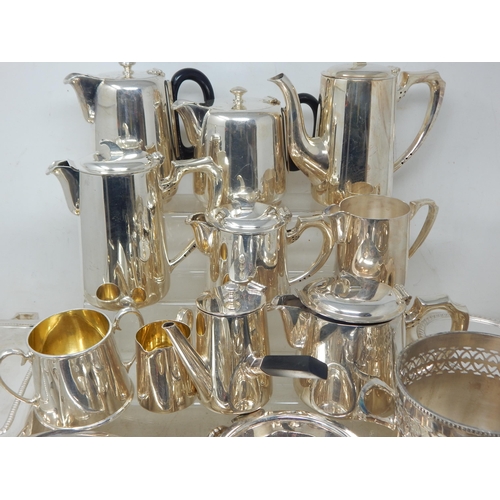 111 - A Large Quantity of Silver Plated Wares Including Entree Dishes, Teapots, Jugs, Bottle Holder etc (l... 