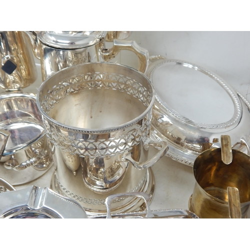 111 - A Large Quantity of Silver Plated Wares Including Entree Dishes, Teapots, Jugs, Bottle Holder etc (l... 