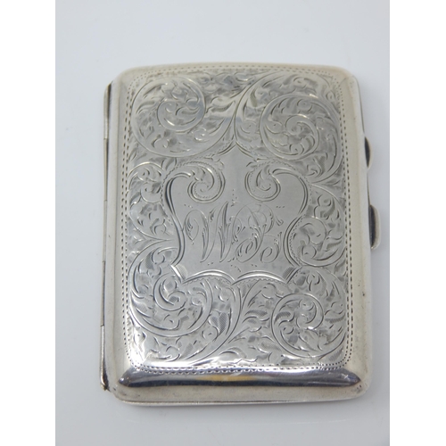 117 - Silver Cigarette Case Hallmarked Birmingham 1919 by Joseph Gloster: Weight 69g