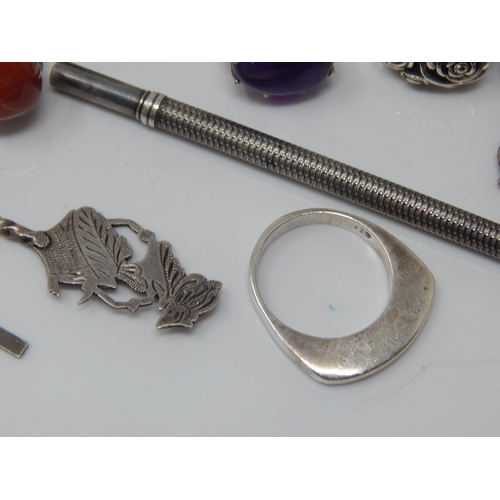 120 - A Quantity of Silver Jewellery Including Bangles, Pendant, Rings etc (lot) Weight 148g