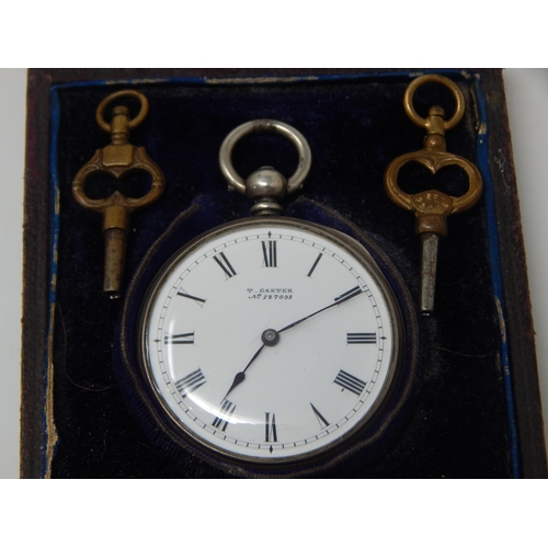121 - Silver Ladies Key Wind Pocket Watch with Keys in Original Fitted Case
