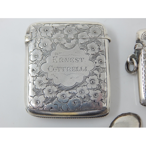 124 - A Quantity of Silver Including Two Victorian Silver Vesta Cases Hallmarked Birmingham 1898 & 1900: E... 