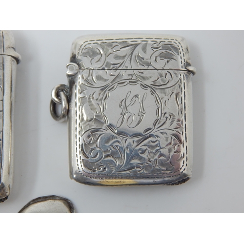 124 - A Quantity of Silver Including Two Victorian Silver Vesta Cases Hallmarked Birmingham 1898 & 1900: E... 
