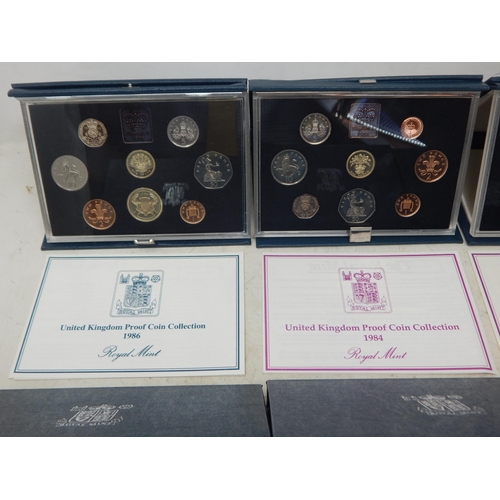 343 - Royal Mint UK Proof Sets 1983 (2), 1984 (2), 1985, 1986