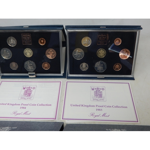 343 - Royal Mint UK Proof Sets 1983 (2), 1984 (2), 1985, 1986