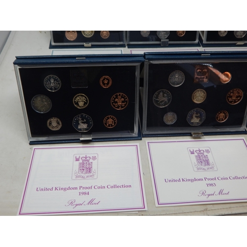 343 - Royal Mint UK Proof Sets 1983 (2), 1984 (2), 1985, 1986