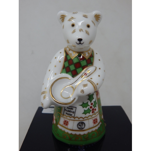 352 - Royal Crown Derby Christmas Cook Miniature Bear, Boxed 2014.