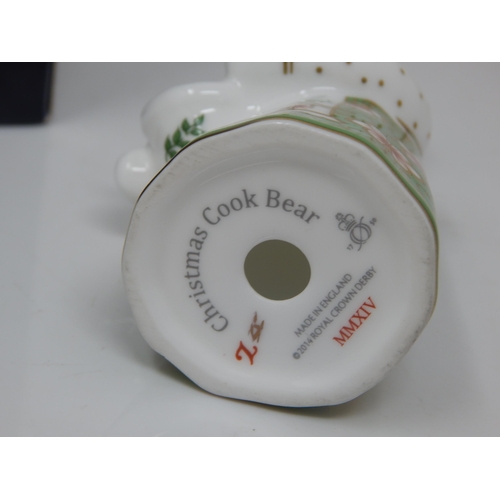 352 - Royal Crown Derby Christmas Cook Miniature Bear, Boxed 2014.