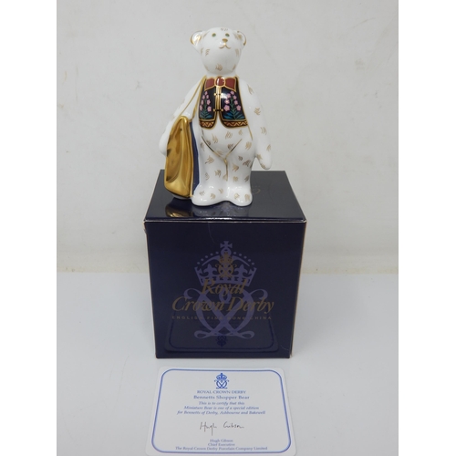 353 - Royal Crown Derby Bennetts Shopper Bear Boxed 2004 with Certificate.