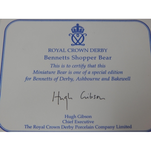 353 - Royal Crown Derby Bennetts Shopper Bear Boxed 2004 with Certificate.