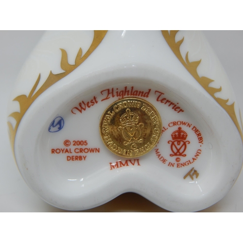 362 - Royal Crown Derby West Highland Terrier. Gold Stopper 2006.