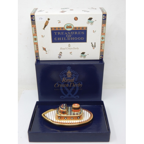 366 - Royal Crown Derby Treasures of Childhood Tugboat 2006. Boxed & Sleeved.