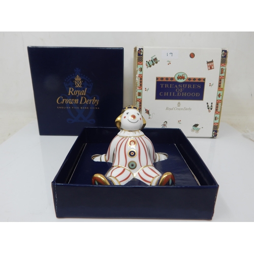 368 - Royal Crown Derby Treasures of Childhood Stripy Clown 2004. Boxed & Sleeved.