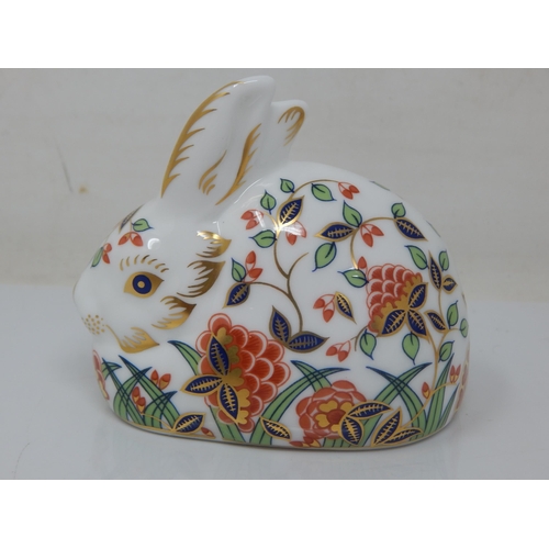 376 - Royal Crown Derby Meadow Rabbit. Gold Stopper 1998.