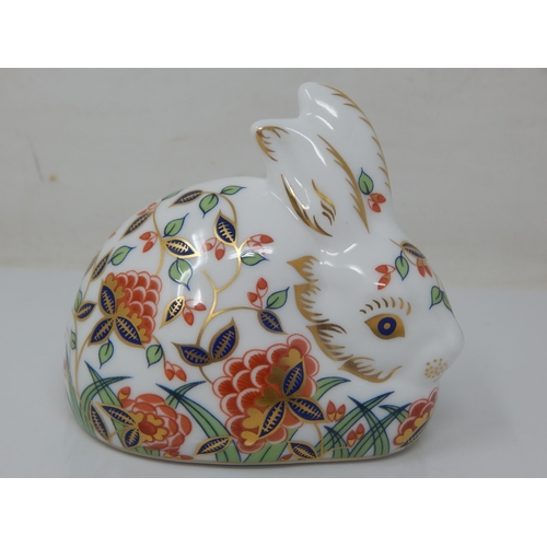 376 - Royal Crown Derby Meadow Rabbit. Gold Stopper 1998.