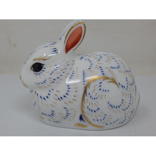377 - Royal Crown Derby Bunny. Gold Stopper 2004.