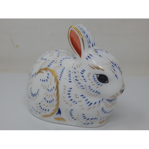 377 - Royal Crown Derby Bunny. Gold Stopper 2004.