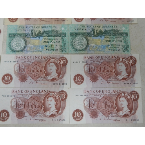 345 - A Quantity of Bank of England & Guernsey Banknotes Including Some Uncirculated Consecutive Issues