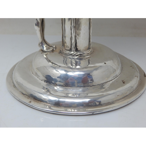 127 - Antique Silver Hammered Pedestal Fruit Dish. The Pedestal Formed as Fruiting Vine with Cast Figure o... 