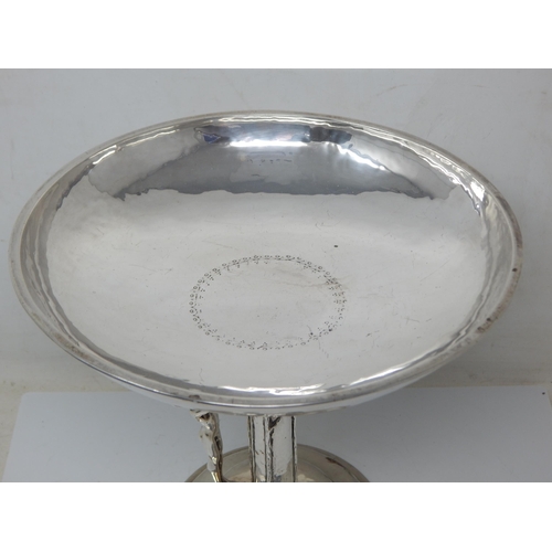 127 - Antique Silver Hammered Pedestal Fruit Dish. The Pedestal Formed as Fruiting Vine with Cast Figure o... 