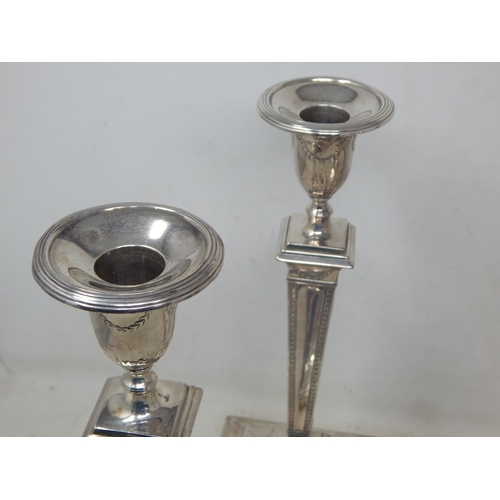 128 - A Good Set of Four 18th Century George III Silver Candlesticks with Original Hallmarked Removeable S... 