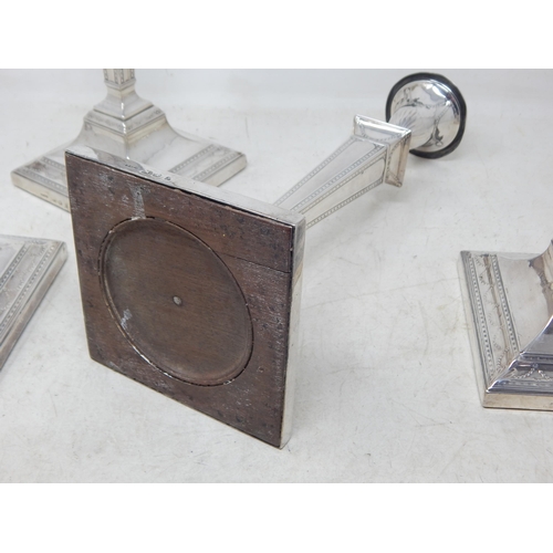 128 - A Good Set of Four 18th Century George III Silver Candlesticks with Original Hallmarked Removeable S... 