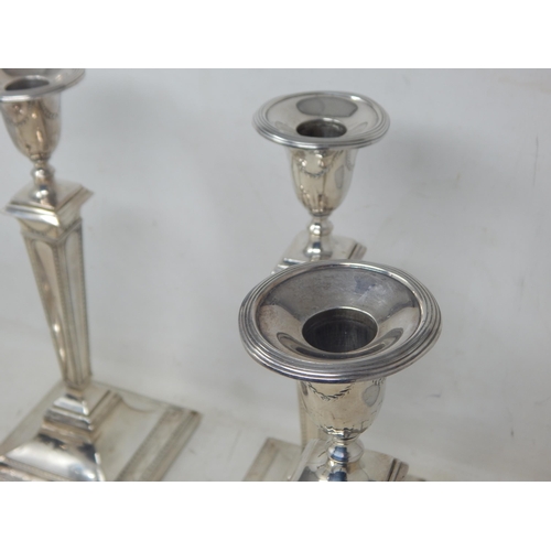 128 - A Good Set of Four 18th Century George III Silver Candlesticks with Original Hallmarked Removeable S... 