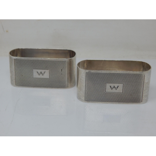 129 - 3 x Pairs of Hallmarked Silver Napkin Rings: Various Dates & Makers: Weight 172g
