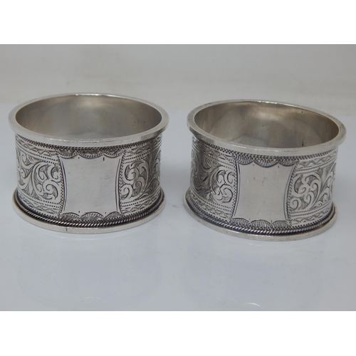 129 - 3 x Pairs of Hallmarked Silver Napkin Rings: Various Dates & Makers: Weight 172g