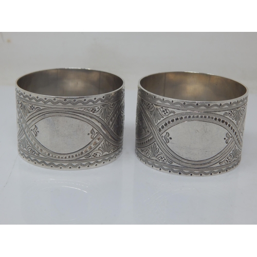129 - 3 x Pairs of Hallmarked Silver Napkin Rings: Various Dates & Makers: Weight 172g