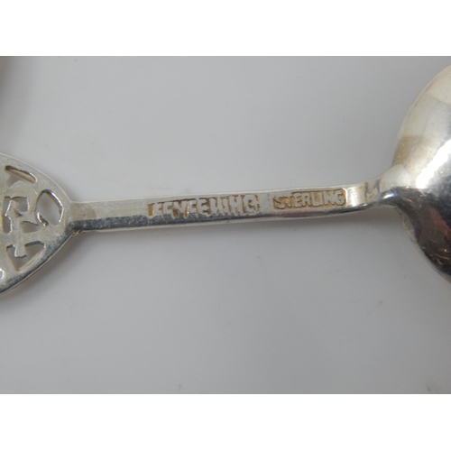 130 - A Set of 6 Chinese Sterling Silver Spoons by Lee Yee Hing: Weight 40g