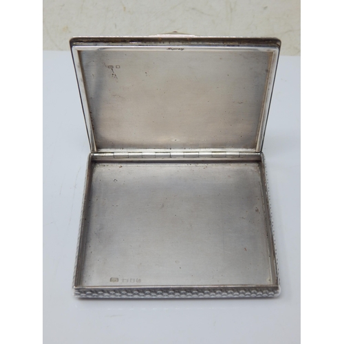 134 - Asprey & Co Silver Cigarette Case with 9ct Gold Thumbpiece Inset with a Cabochon Ruby: Hallmarked Lo... 