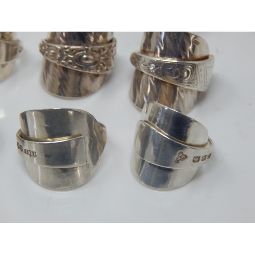 135 - A Group of 12 Hallmarked Silver Spoon Rings: Weight 95g