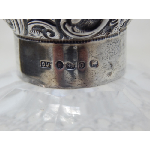 136 - A Good Victorian Silver Topped Hobnail Cut Glass Perfume Bottle with Star Cut Base & Original Stoppe... 