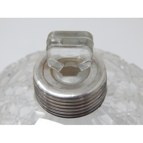 136 - A Good Victorian Silver Topped Hobnail Cut Glass Perfume Bottle with Star Cut Base & Original Stoppe... 