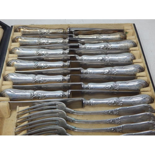 139 - A 12 Place Setting of German 800 Standard Silver Dinner Forks & Silver Handled Knives with Steel Bla... 