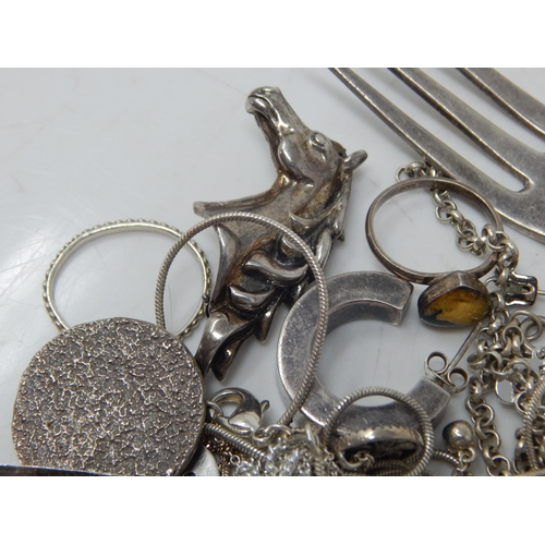 141 - A Large Quantity of Silver Jewellery together with a Silver Fork: Weight 160g