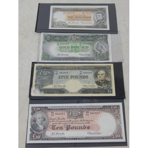 346 - Commonwealth of Australia Uncirculated Ten Pounds, Five Pounds, One Pound & Ten Shilling Bank Notes