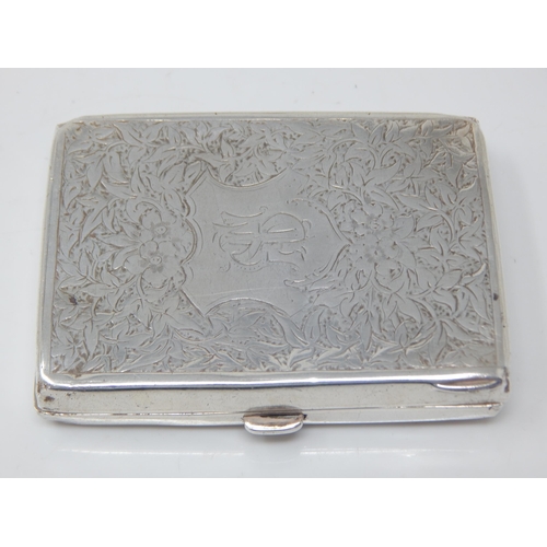 142 - Victorian Silver Cigarette Case: Hallmarked Birmingham 1880 by George Unite: Measures 7.8cm x 5.5cm:... 