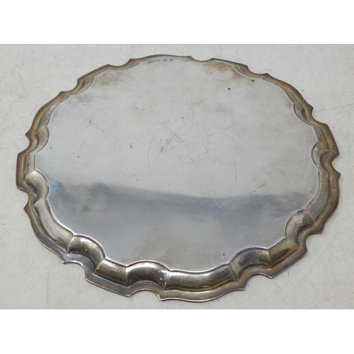 147 - Silver Salver: Hallmarked Birmingham 1932 by Cohen & Charles: Diameter 25.5cm: Weight 500g